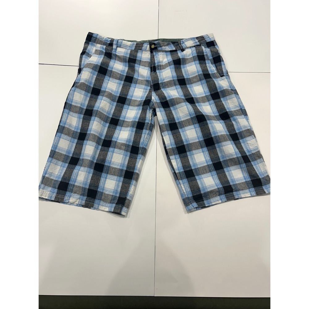 Plaid Bermuda Shorts Mens Casual Summer Blue‎ White Black Size W36"
L24"